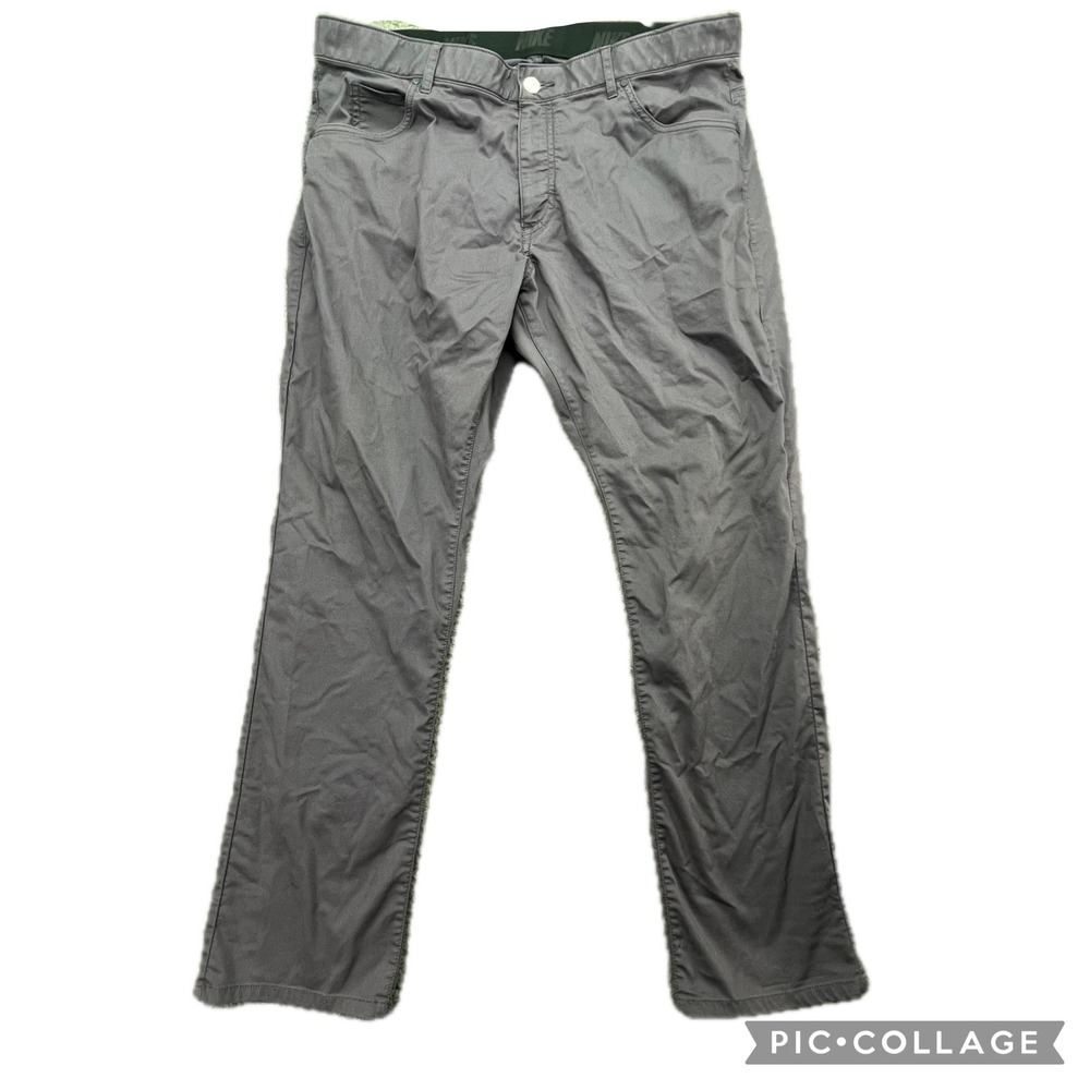 NIKE Dri-FIT Men's Gray Chino Pants Sz 36x30 Straight Fit Casual Golf